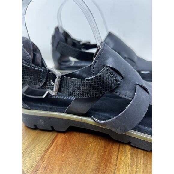 Cat Caterpillar Sandal Womens Leather Shanna Ankel Strap Thong‎ Black Size 10 - Picture 2 of 11